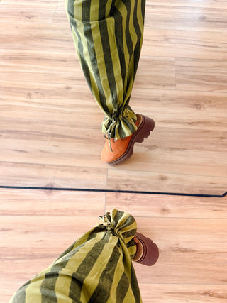 Thyme Green Striped Pants