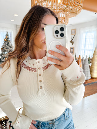 The Holly Stitched Henley Top