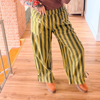 Thyme Green Striped Pants