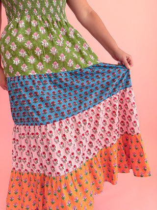 Bohemian Tiered Patchwork Dress