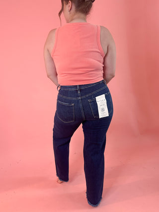 RISEN Tummy Control High Rise Ankle Straight Jeans