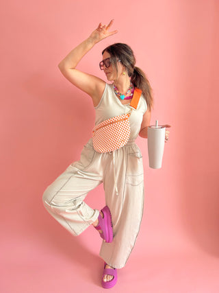 Perry Woven Bum Bag - Orange and White
