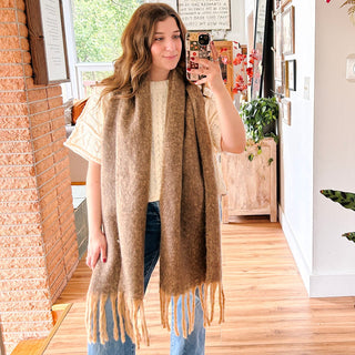 Oversized Cozy Tassel Scarf - Brown