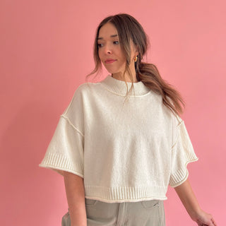 Maddie Short Sleeve Sweater - Ivory