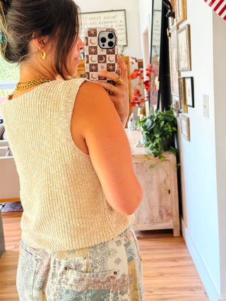The Renee Sleeveless Sweater - Tan