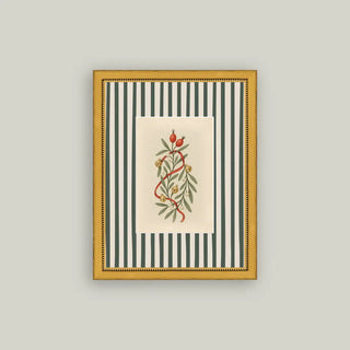 Holly Bells on Stripes Framed Wall Art
