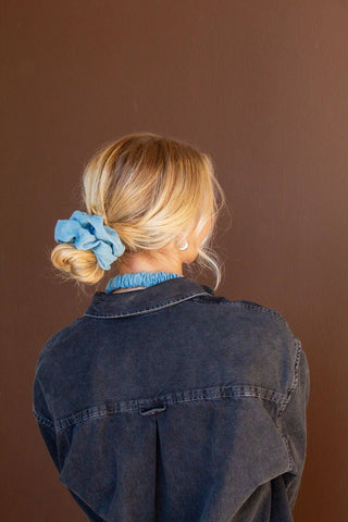 Baby Blue Jean Oversized Scrunchie
