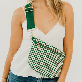 Perry Woven Bum Bag - Green and White