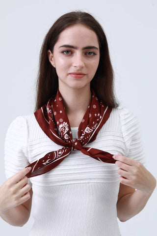 Rust Floral & Paisley Print Bandana