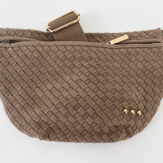 Suede Perry Woven Bum Bag - Taupe