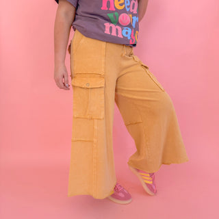 Juno Soft Cargo Pants - Yellow