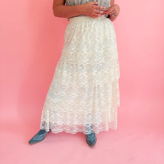 Ivory Lace Tiered Skirt