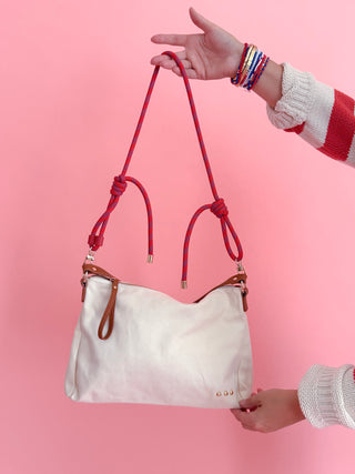 Cosette Canvas Shoulder Bag: Cream