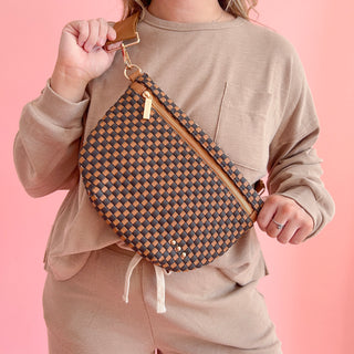 Perry Woven Bum Bag - Black and Brown