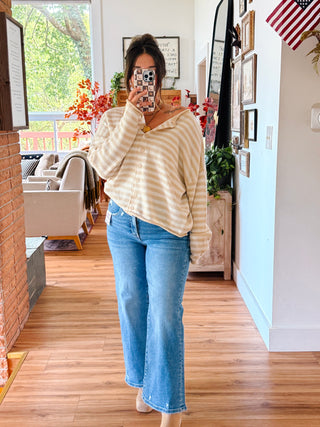 RISEN Tummy Control High Rise Crop Wide Jeans