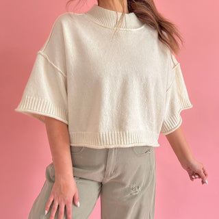 Maddie Short Sleeve Sweater - Ivory