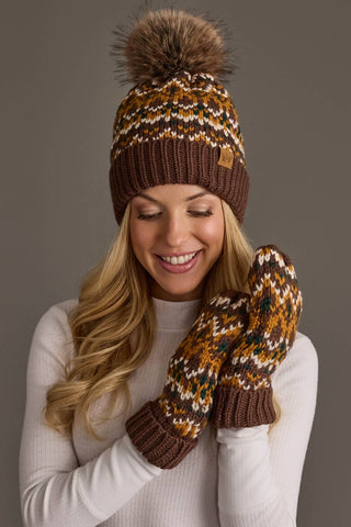 Wyoming Brown Patterned Mittens