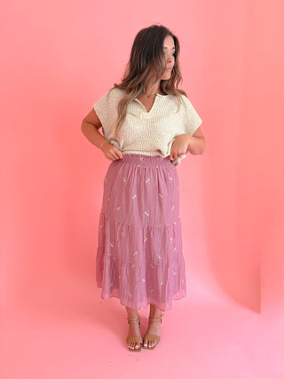 Mauve Embroidered Skirt