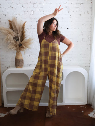 Plaid Patch Overalls