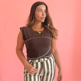 Studded Overwrap Capped Tee