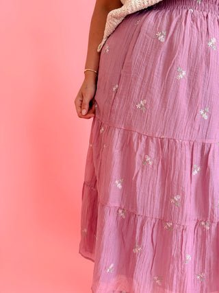 Mauve Embroidered Skirt