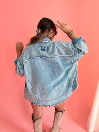 Peace of Mind Denim Button Down