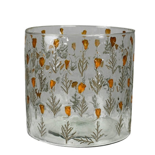 Orange Flowers and Juniper Glass Hurricane