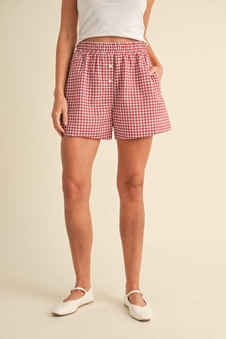 Red Picnic Gingham Shorts