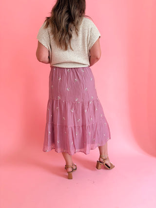 Mauve Embroidered Skirt