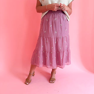 Mauve Embroidered Skirt