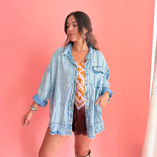 Peace of Mind Denim Button Down