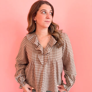 Elodie Gingham Ruffled Top