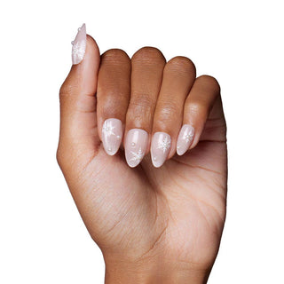 Snowfall Press-On Nails | Short Almond 3D Pearls