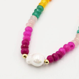 Bahrain Colorful Gemstone + Pearl Necklace