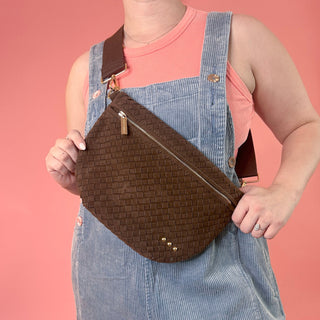 Suede Perry Woven Bum Bag - Chocolate