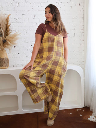 Plaid Patch Overalls