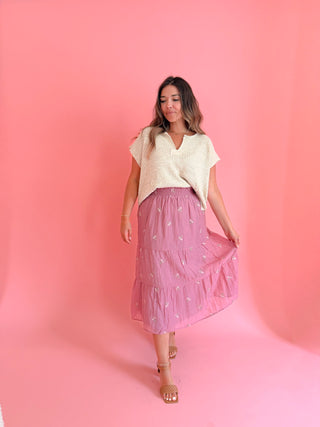Mauve Embroidered Skirt