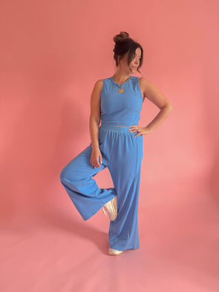 Coastal Drift Lounge Pants + Tank - Blue