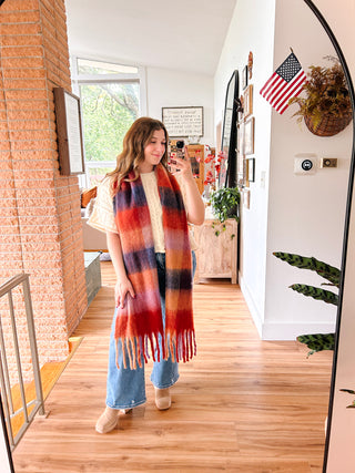 Oversized Scarf - Red