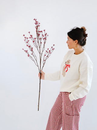 47" Tall Red Berry Stem