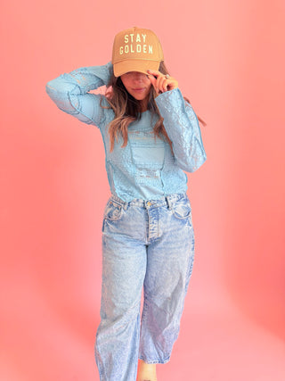 Marina Lace Top - Teal Blue