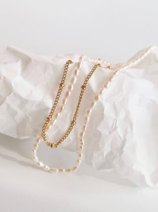 Elowen Layered Pearl Chain Necklace
