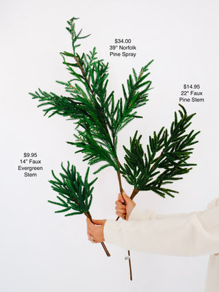 14" Faux Evergreen Stem