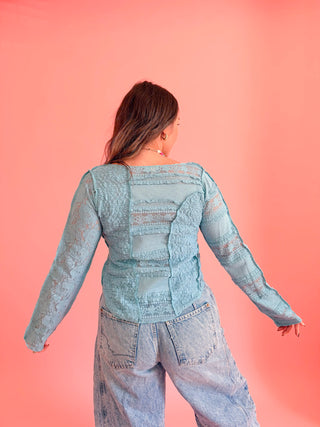 Marina Lace Top - Teal Blue