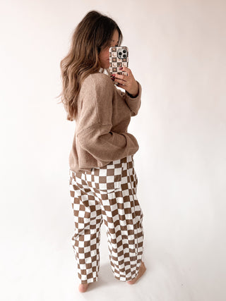 The Frankie Barrel Pants - Mocha Checkered