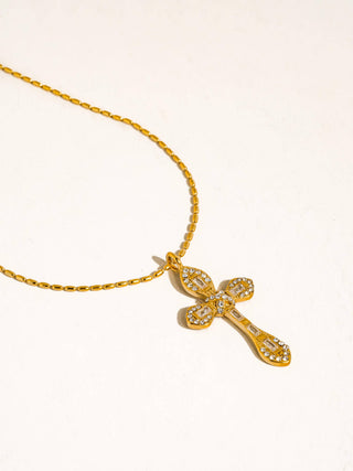 Naomi 18K Gold CZ Cross Necklace