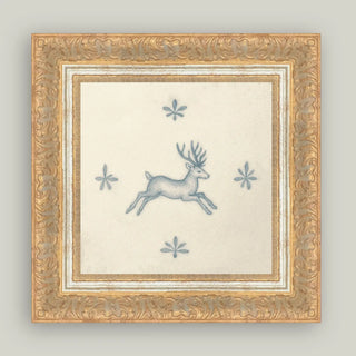 Leaping Stag Delft Tile Framed Wall Art