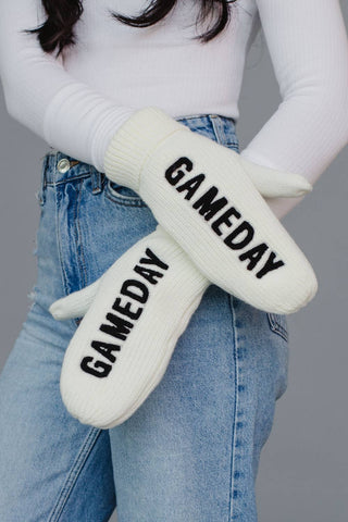 Ivory & Black Game Day Mittens