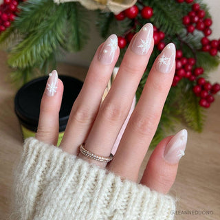 Snowfall Press-On Nails | Short Almond 3D Pearls