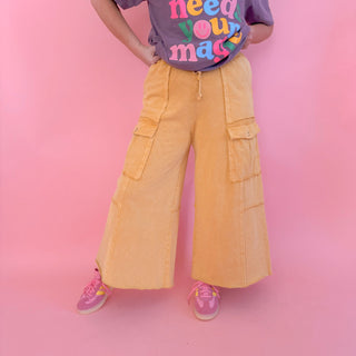 Juno Soft Cargo Pants - Yellow